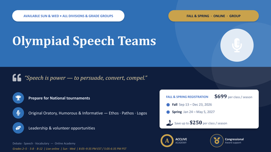 [Fall & Spring Registration] 2026-27 Olympiad Speech Teams + 6% Rewards